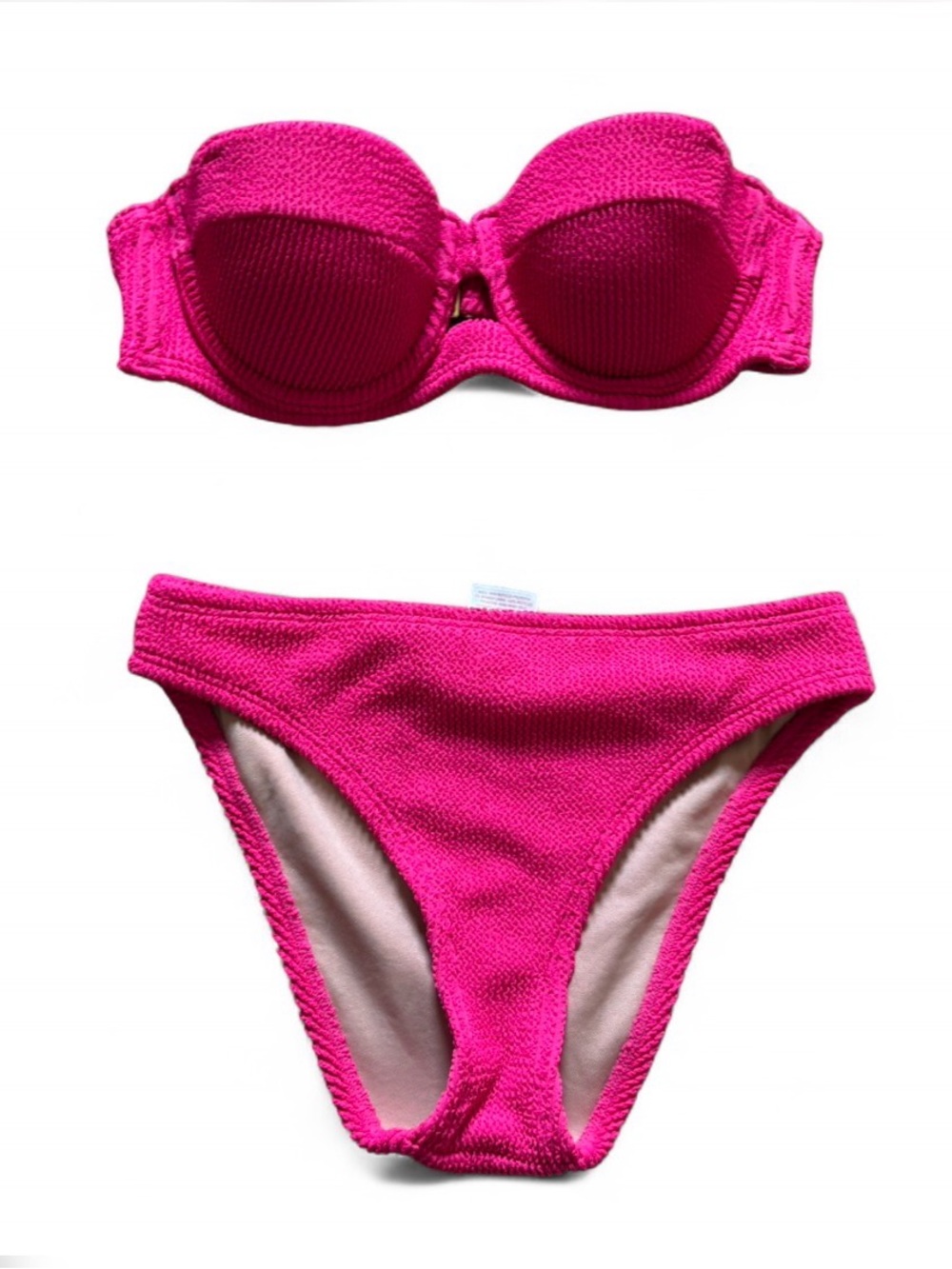 Shade & Shore Hot Pink Textured Strapless Bikini Set
